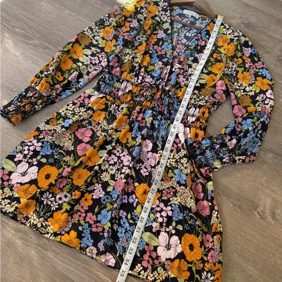 Wayf Multicolor Floral Smocked Mini Dress-Size L - Picture 5 of 8